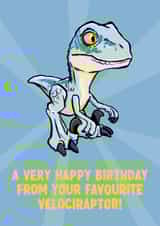 Blue From Jurassic World Kids Birthday Card - Dinosaur Birthday Card created by ZB CREATIVE