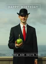 Funny Birthday Card - Suits You - René Magritte created by Shower Thoughts