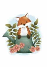 Cute Birthday Card - Fox - Watering Can created by Ellis Woolley