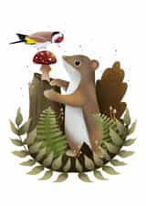 Cute Birthday Card - Squirrel - Woodland created by Ellis Woolley