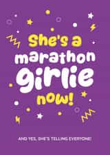 Funny Good Luck Card - She's A Marathon Girlie Now - Running created by Jog On Studio