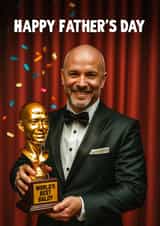 Funny Father's Day Card - World’s Best Baldy - Trophy created by Woody's Design