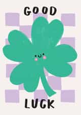 Cute Good Luck/Exams Card - Four Leaf Clover - Charm created by by Rosie Banton