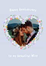 Personalised Anniversary Photo Card created by Fliss Muir - Classic Anniversary Card - For Wife - Flower Heart