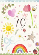 Pretty Birthday Card - 70th - Nature created by Love Lucy Illustration