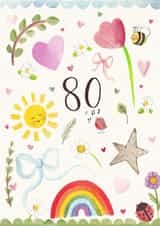 Pretty Birthday Card - 80th - Nature created by Love Lucy Illustration
