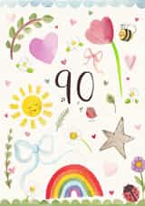 Pretty Birthday Card - 90th - Nature created by Love Lucy Illustration