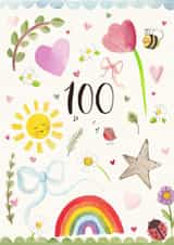 Pretty Birthday Card - 100th - Nature created by Love Lucy Illustration