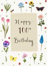 Pretty Birthday Card - 100th - Flowers created by Love Lucy Illustration