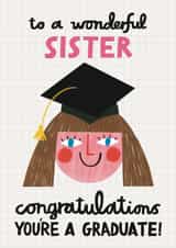 Cute Graduation Card - Wonderful Sister - Congratulations created by Alice Mole Illustration