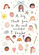 Cute Thank You Card - Wonderful Teacher created by Love Lucy Illustration