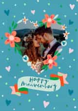 Personalised Anniversary Photo Card created by Sticky Tape Kate - Fun Anniversary Card - Flowers - Hearts