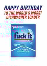 Cheeky Birthday Card - World's Worst Dishwaher Loader - For Him created by Kyleigh Orlebar