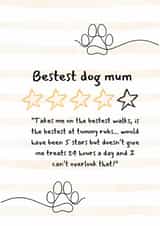 Cute Birthday/Mother's Day Card - Bestest Dog Mum - 4 Stars created by Cheeky Card Co