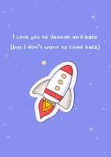 Cute I Love You Card - Space Rocket - I love you to Jannah and back created by The Mosque Sketcher