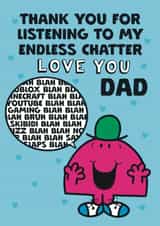 Funny Father’s Day Card - Mr. Chatterbox - Endless Chatter created by Mr. Men
