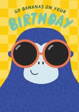 Funny Boys Birthday Card - Gorilla - Go Bananas created by Ellie Hyde