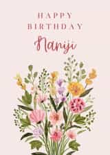 Happy Birthday Naniji Card with Watercolour Flowers created by Annie Moon 