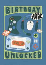 Classic Birthday Card - Boys Gaming - Birthday Mode Unlocked created by Ellie Hyde