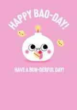 Punny Birthday Card - Happy Bao-Day - Have a Bun-Derful Day! created by Pango Productions