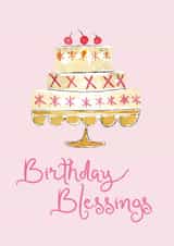 Classic Birthday Card - Cherry Cake - Blessings created by Modupe Yalley