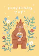 Cute Birthday Card - Bear - Yay! created by Miss NoProblem