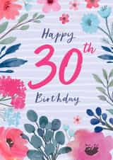 Classic Birthday Card - 30th - For Her created by Dalia Clark Design