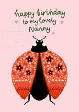 Cute Birthday Card - Lovely Nanny - Floral Ladybird created by Fliss Muir