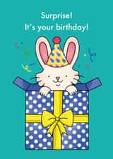 Cute Birthday Card - Bunny Surprise created by Emelia Brooks