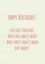 Funny retro birthday card for friends with a cheeky message about ageing. created by Helen Ballard-Weiss