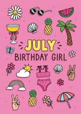Cute Birthday Card - July Birthday Girl created by Sam Jayne Design