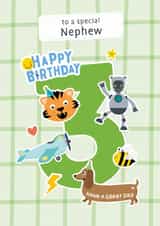 Cute 3rd Birthday Card - For Nephew - Stickers created by Macie Dot Doodles
