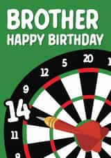 Fun 14th Birthday Card - For Brother - Darts created by Quinton cards