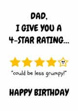 Fun Birthday Card - For Dad - From The Kids - Star Rating created by Sweary Fairy Prints