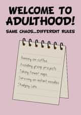 Funny Graduation Card - Notepad checklist - Adulthood created by Sealed With A Pun