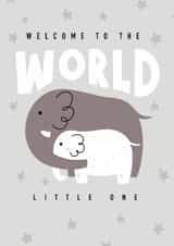 Cute New Baby Card - Welcome To The World Little One - Elephants created by charlottefoleydesigns