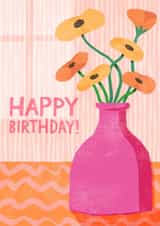 Pretty Birthday Card - Poppies - Pink Vase created by Catherine Pape