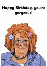 Funny Birthday Card - Gimme Gimme Gimme - Linda La Hughes created by Georgie Farnfield