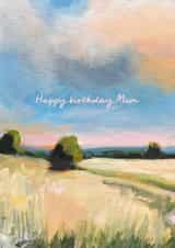 Classic Birthday Card - For Mum - Pastel Painted Landscape created by Heidi Clawson Art