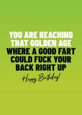 A funny birthday card for the flatulently challenged people in your life created by Peter De Wreede