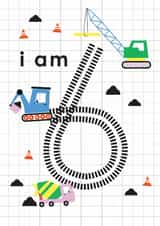 Classic Birthday Card - 6th - Diggers created by Ellie Hyde