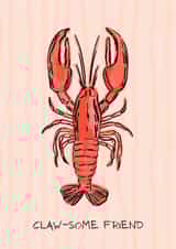 Classic Love And Friendship Card - Lobster - Claw-some Friend created by original fox designs