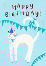 Cat Birthday card - Party Cat - Cute Cat Lover Birthday Card created by Lauren Barclay