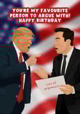 Funny Birthday Card - Trump Vs Elon - Arguments created by Pink Peach Cards