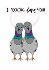 Cute Love And Friendship Card - Pigeons - Pecking Love You created by Ella Sanderson