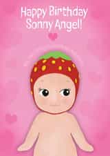 Cute Birthday Card - Sonny Angel - Strawberry created by Philippa Elizabeth Illustration