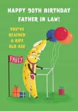 Cute 90th Birthday Card - For Father In Law - Ripe Banana created by Hannah Jayne Lewin