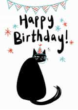Cute Birthday Card – Black Cat – Party created by StudiOllie