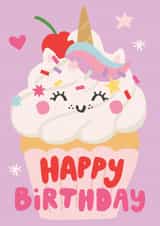 Magical Unicorn Cupcake Birthday Card – Cute & Whimsical Celebration created by by Rosie Banton