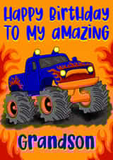 Classic Birthday Card - For Grandson - Monster Truck created by Lois Fitzy